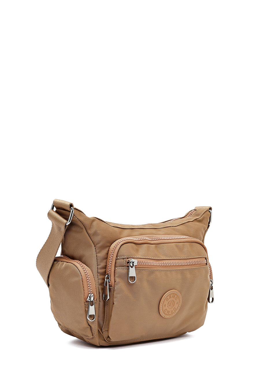 Women's Beige Fabric Crossbody Bag