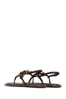 Woman Brown Embellished Toe-Post Sandal | Derimod