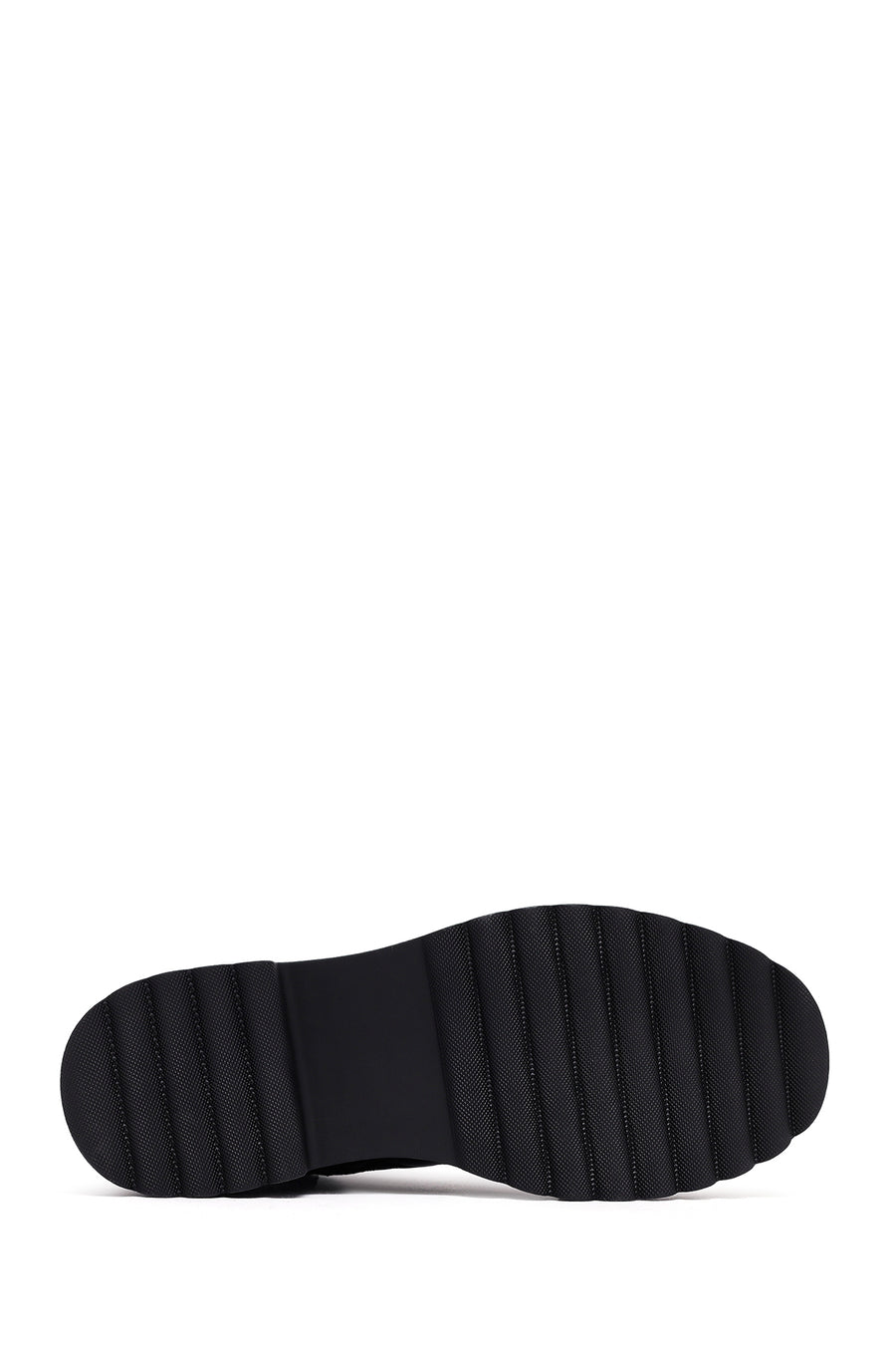 Woman Black Zip Closure Leather Combat Boots