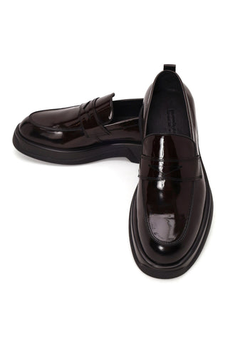 Erkek Bordo Kalın Tabanlı Deri Loafer