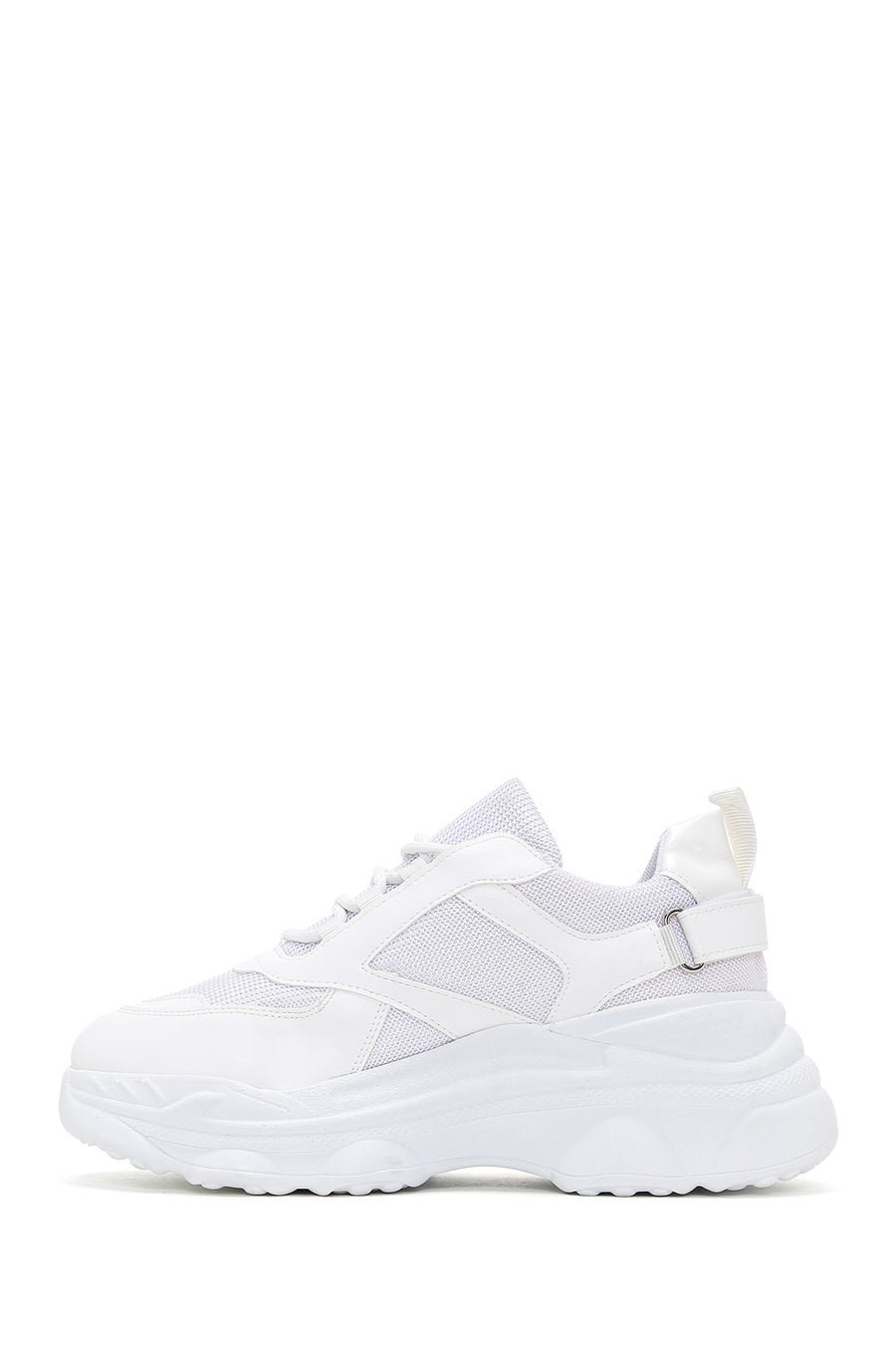 Women's White Lace-Up Thick Soled Sneaker