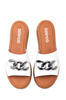 Women's Leather Chain Slippers | Derimod