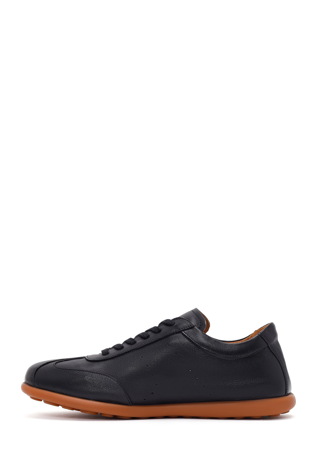 Erkek Siyah Bağcıklı Deri Sneaker