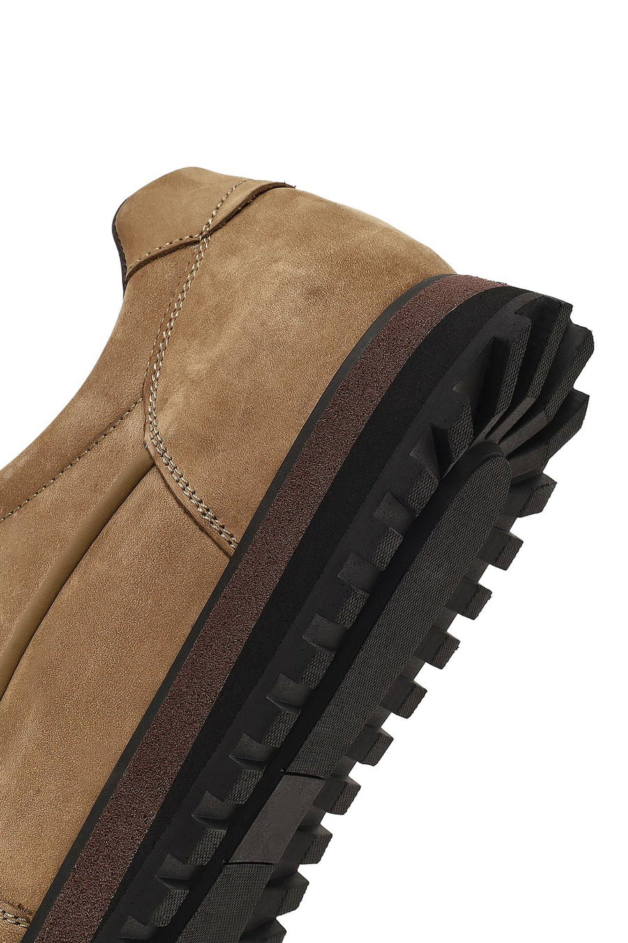 Men Mink Lace-Up Thick Sole Nubuck Leather Casual Sneaker