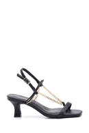 Women's Black Chain Heeled Sandals | Derimod