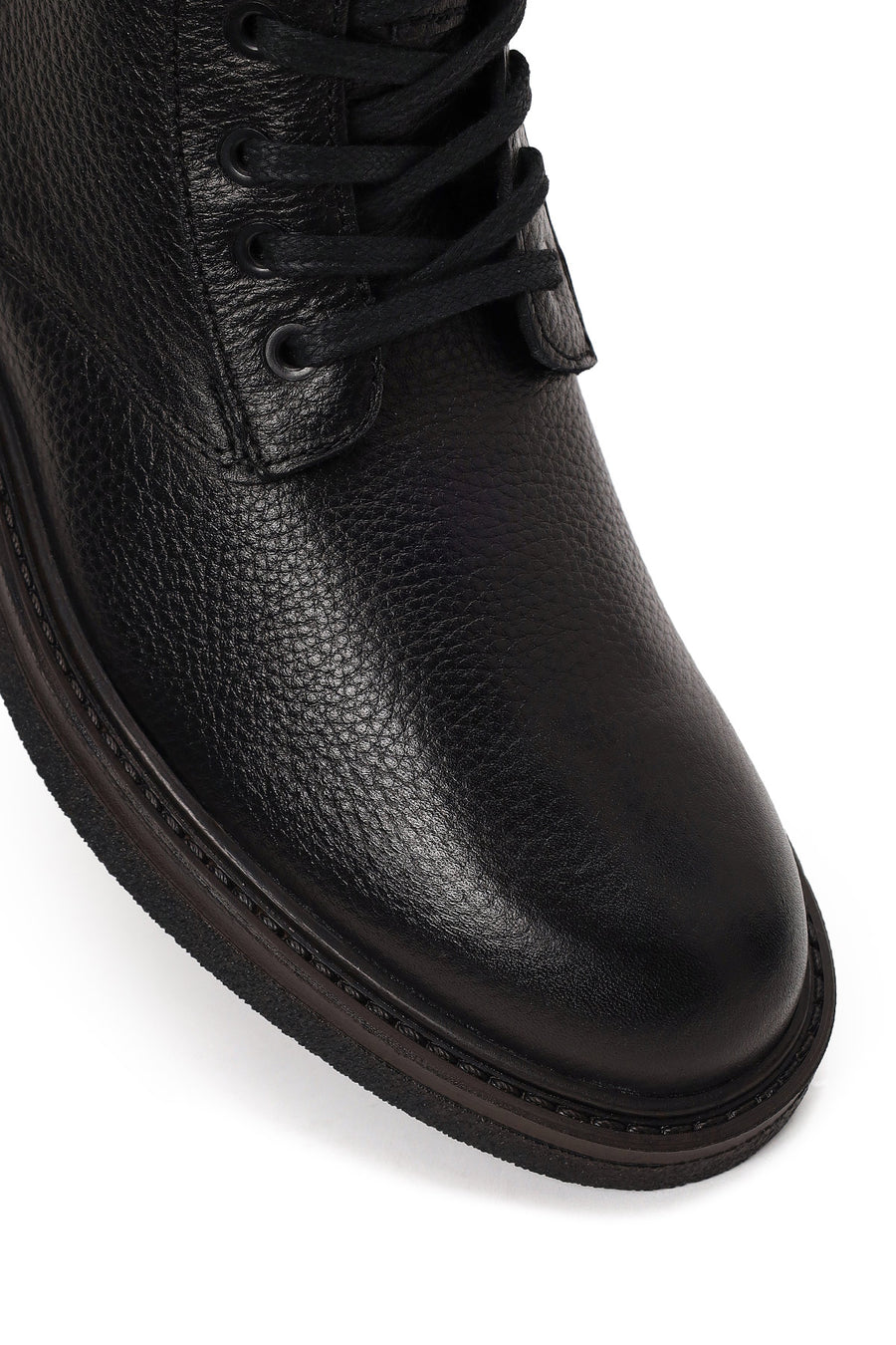 Male Black Lace-up Zip Closure Leather Boots