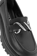 Kadın Siyah Toka Detaylı Deri Maskülen Loafer | Derimod