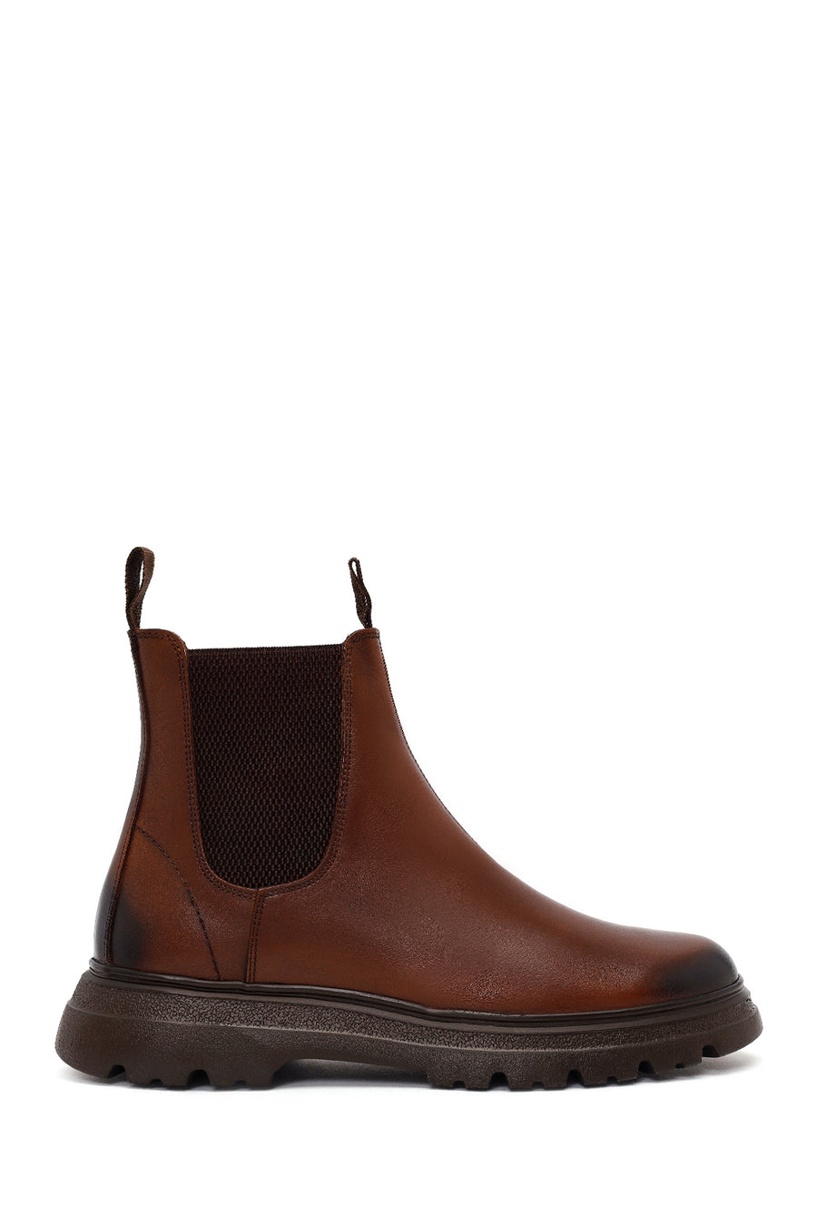 Male Tan Chunky-Soled Leather Chelsea Boots WM600008DF | Derimod