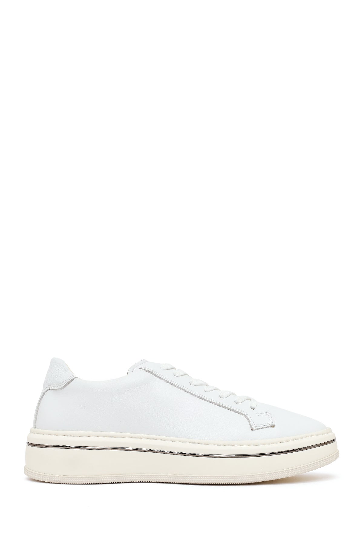 Erkek Beyaz Bağcıklı Kalın Tabanlı Deri Sneaker 26SFD640218 | Derimod