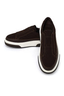 Erkek Kahverengi Kalın Tabanlı Nubuk Deri Sneaker | Derimod