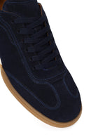 Erkek Lacivert Bağcıklı Süet Deri Sneaker | Derimod