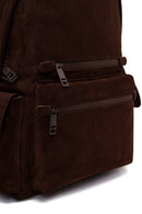 Unisex Brown Suede Fabric Backpack | Derimod