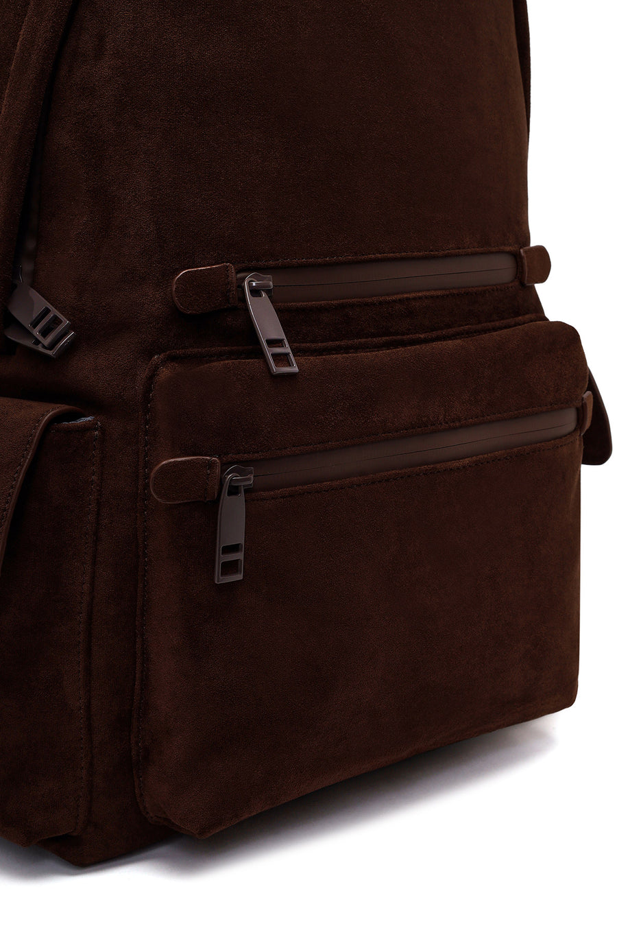 Unisex Brown Suede Fabric Backpack