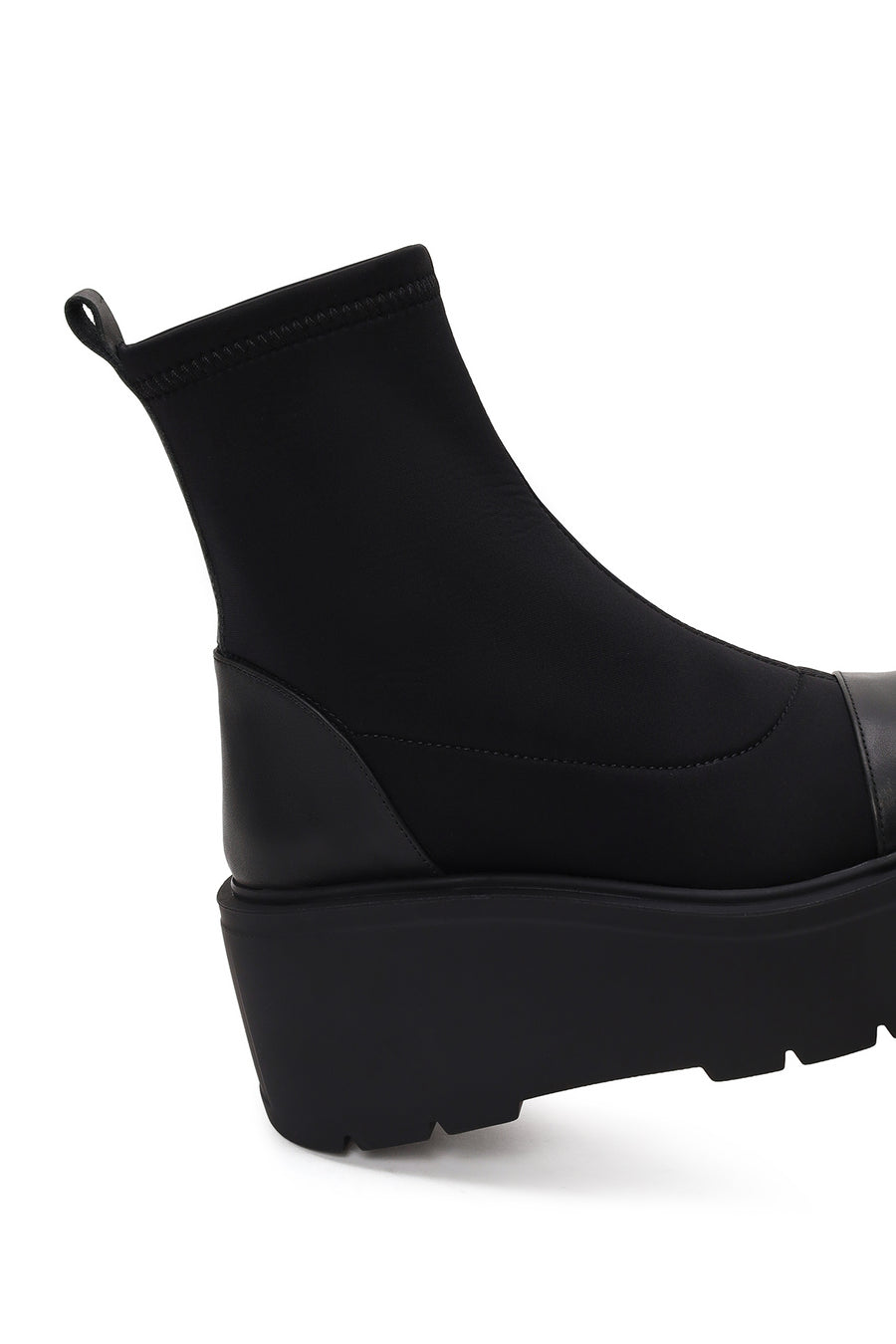 Woman Black Thick-Soled Fabric Boots