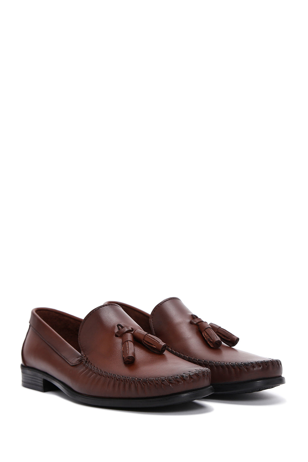 Erkek Kahverengi Deri Püsküllü Klasik Loafer