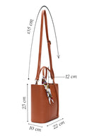 Women's Camel Long Strap Shoulder Bag with Accessory Detail | Derimod
