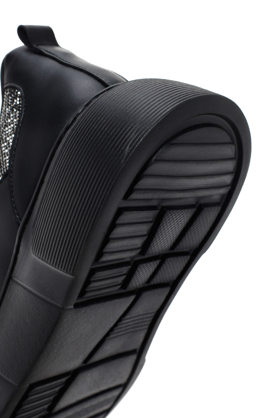 Women's Black Thick Soled Stone Sneaker