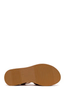 Women's Tan Ankle Strap Thick Soled Leather Sandals | Derimod