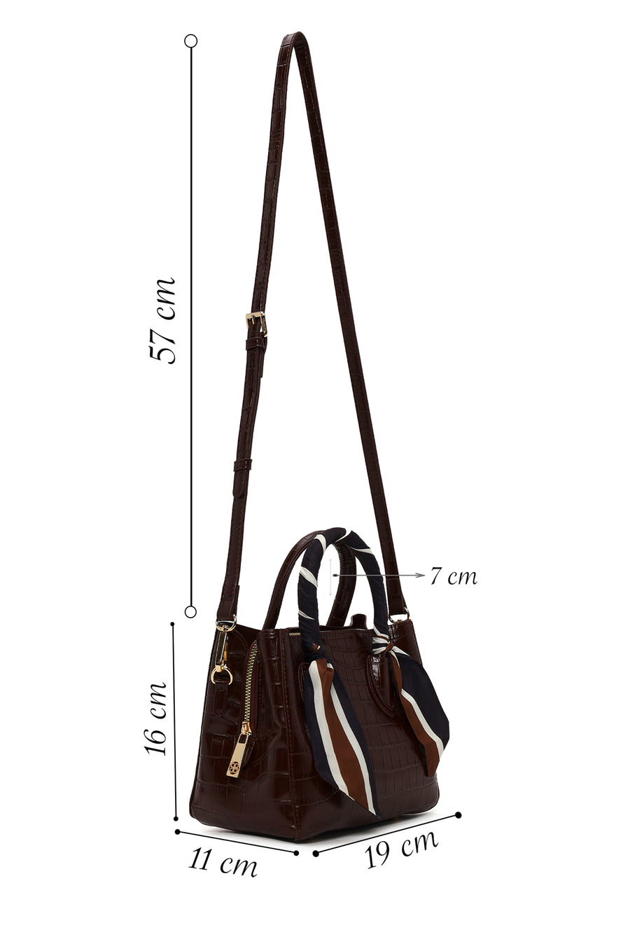 Woman Burgundy Long-Strap Crocodile-Pattern Mini Shoulder Bag