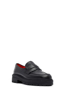 Derimod Gritti Woman Black Leather Masculine Loafer | Derimod