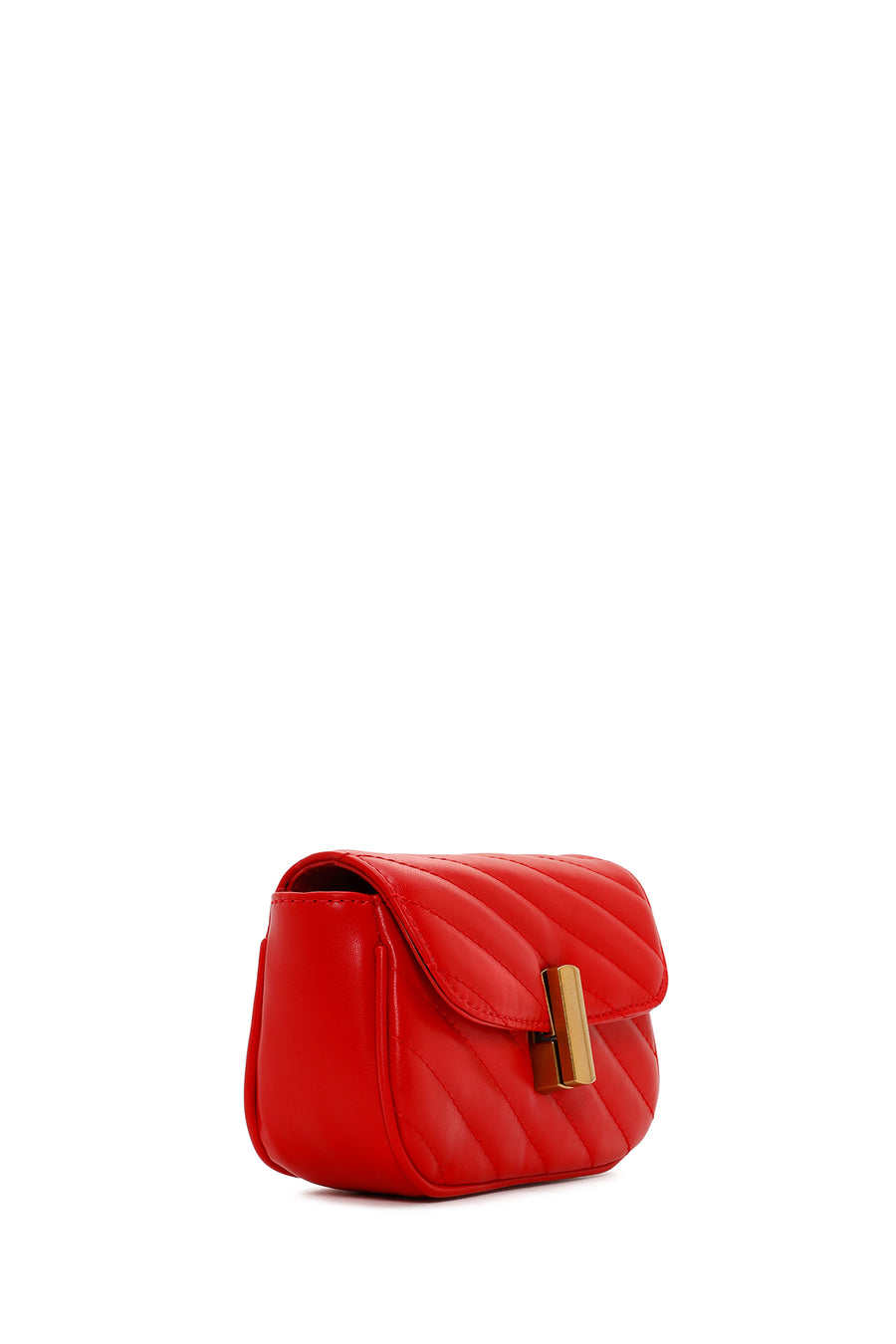 Women's Red Long Strap Quilted Crossbody Bag