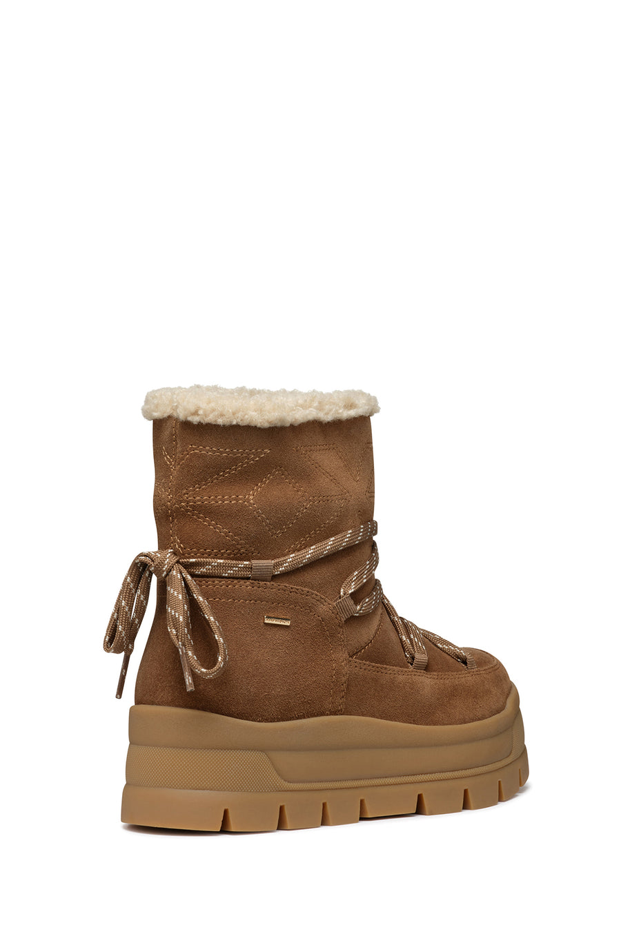 Geox Women's Brown Spherica Ec7.1 Abx Waterproof Suede Leather Boots with Fur