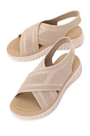 Woman Beige Thick-Soled Comfort Sandal | Derimod