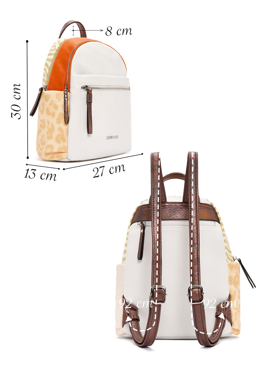 Woman Beige Leopard Print Backpack