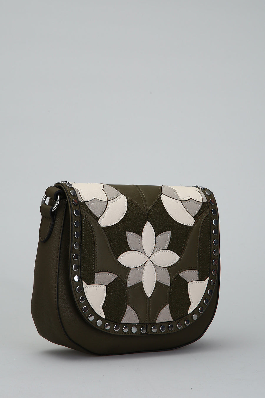 Women's Crossbody Bag with Staple Detail