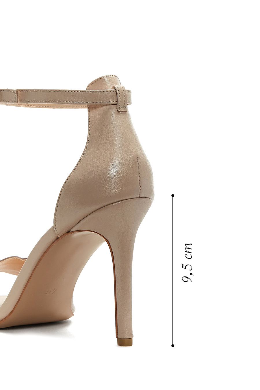 Women's Beige Leather Heeled Sandals