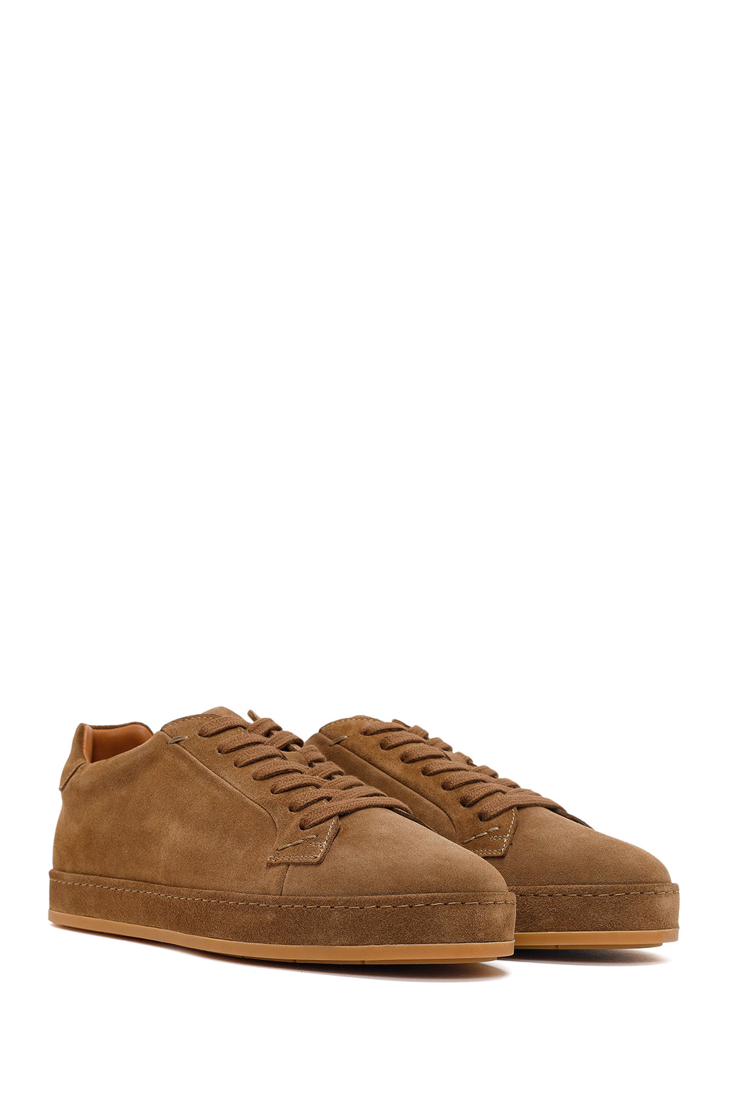 Erkek Vizon Bağcıklı Süet Deri Sneaker