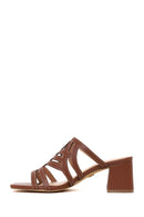 Woman Brown Chunky-Heel Slippers | Derimod