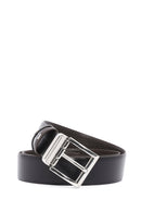 Men's Black Double Sided Leather Belt | Derimod