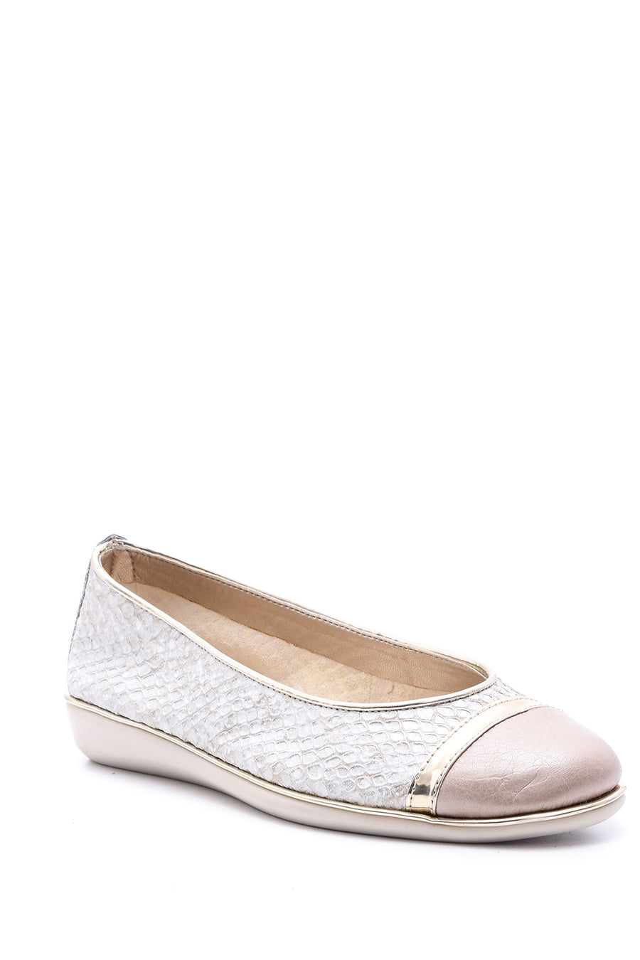 Beige Women's Leather Ballerinas