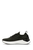 Derimod Zero Men's Green Laced Thick Soled Fabric Sneaker | Derimod