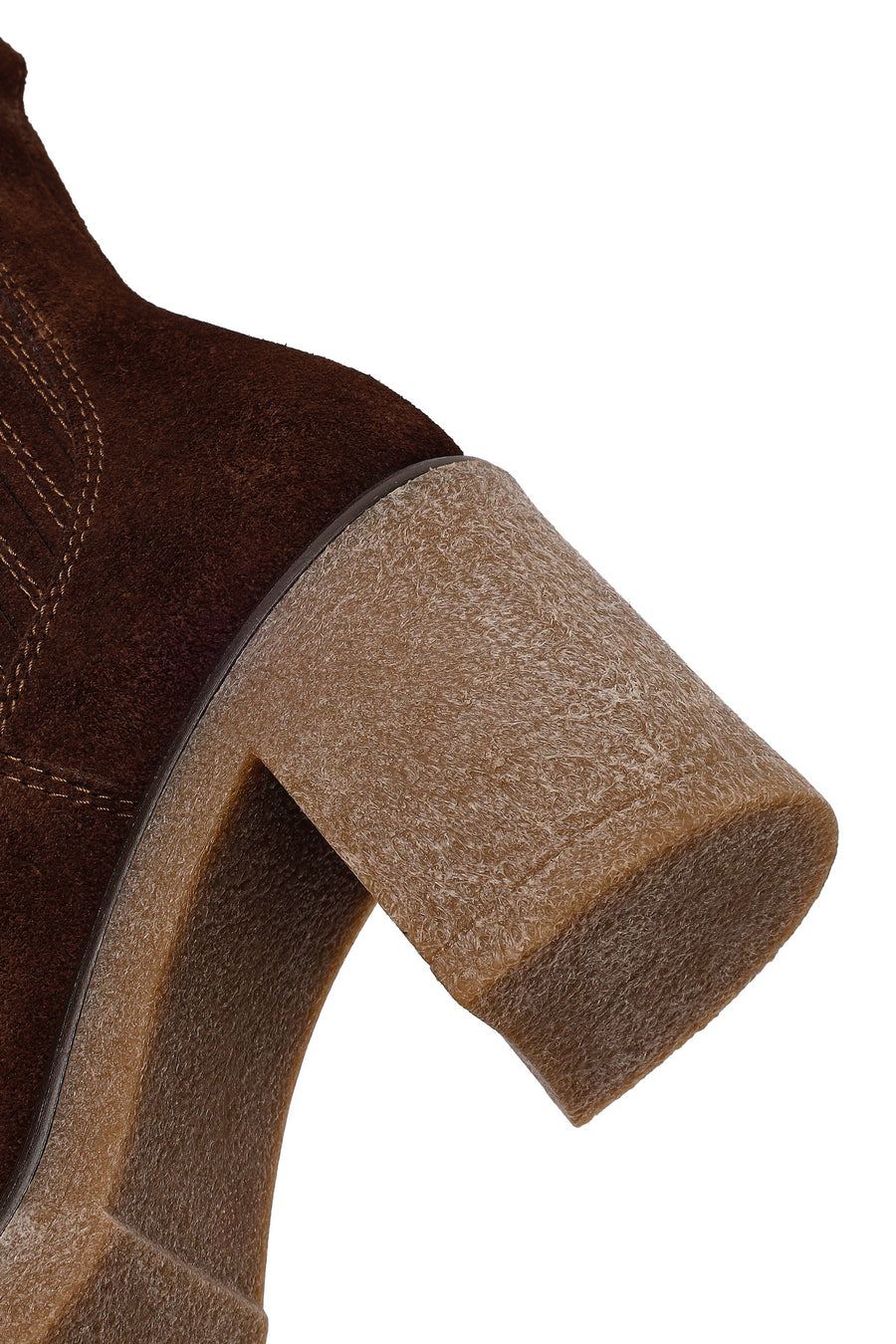 Woman Brown Chunky-Heeled Suede Chelsea Boots