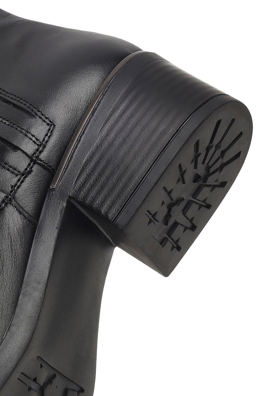 Woman Black Zip Closure Leather Boots
