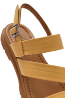 Women's Yellow Ankle Buckle Leather Sandals | Derimod