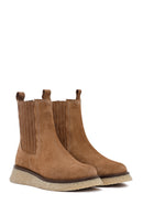 Women's Camel Thick-Soled Suede Leather Chelsea Boot | Derimod