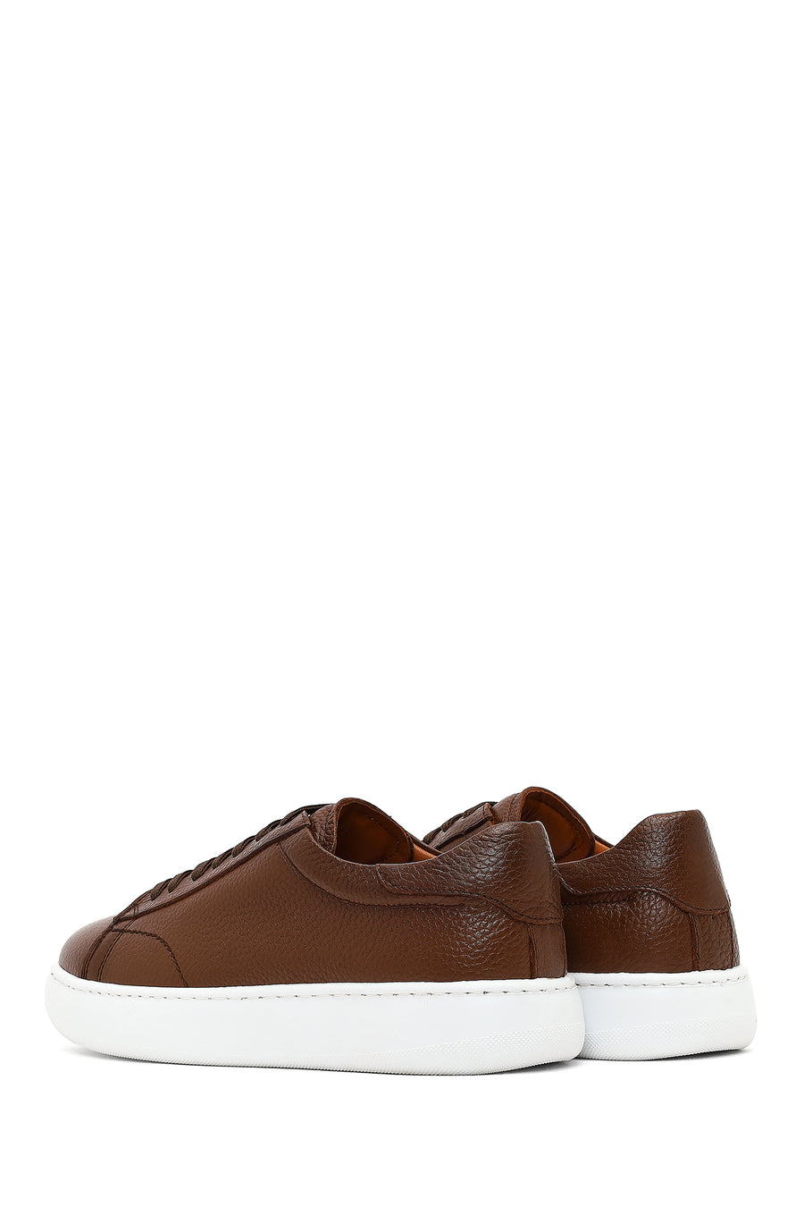 Men's Tan Lace-Up Thick Sole Leather Sneaker