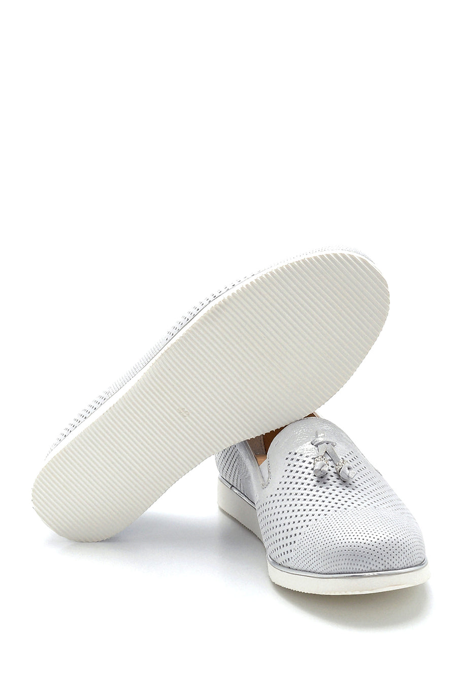 Women's Leather Glitter Detailed Loafer