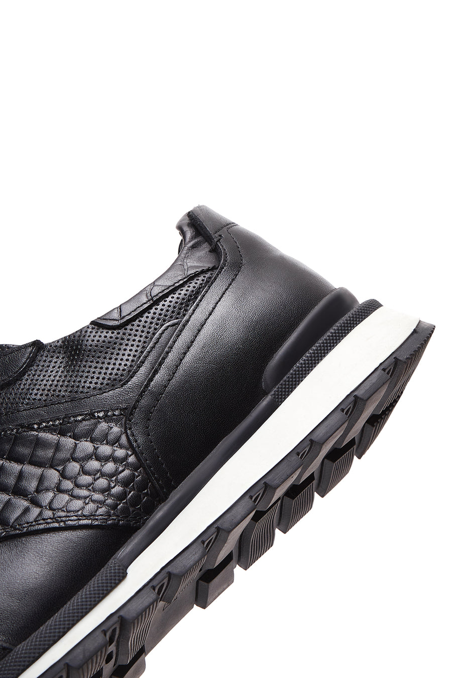 Men's Black Lace-Up Leather Casual Sneaker