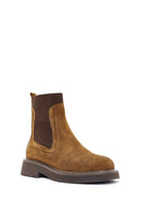 Woman Tan Suede Leather Chelsea Bot | Derimod