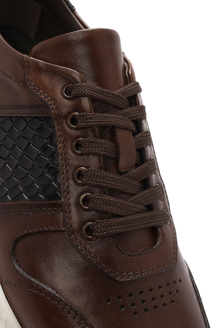 Erkek Taba Bağcıklı Deri Casual Sneaker
