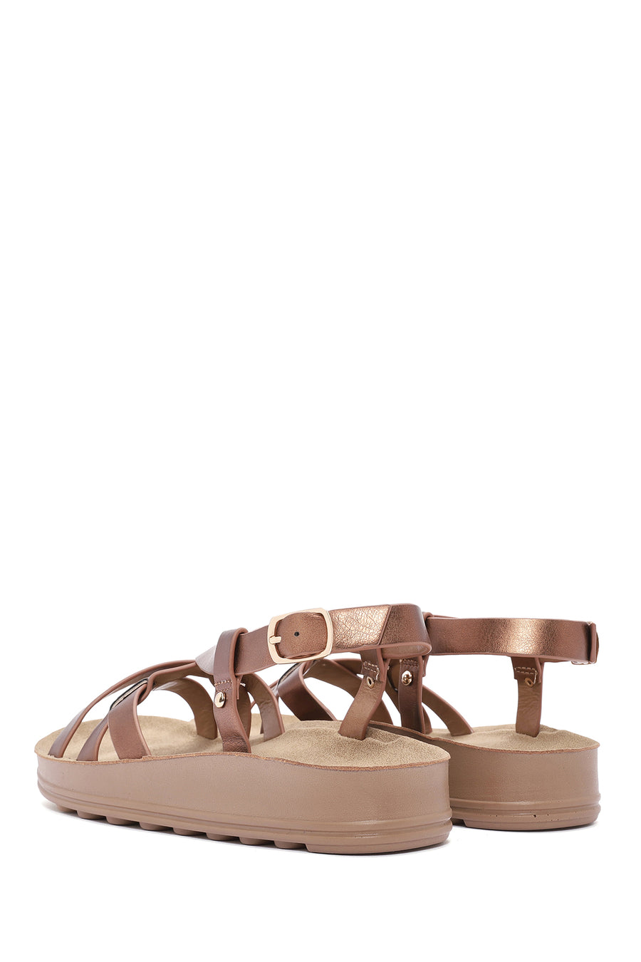 Women's Bronze Thick-Soled Metallic Sandals