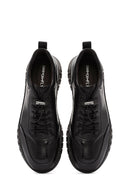 Men's Black Lace-Up Leather Casual Sneaker | Derimod