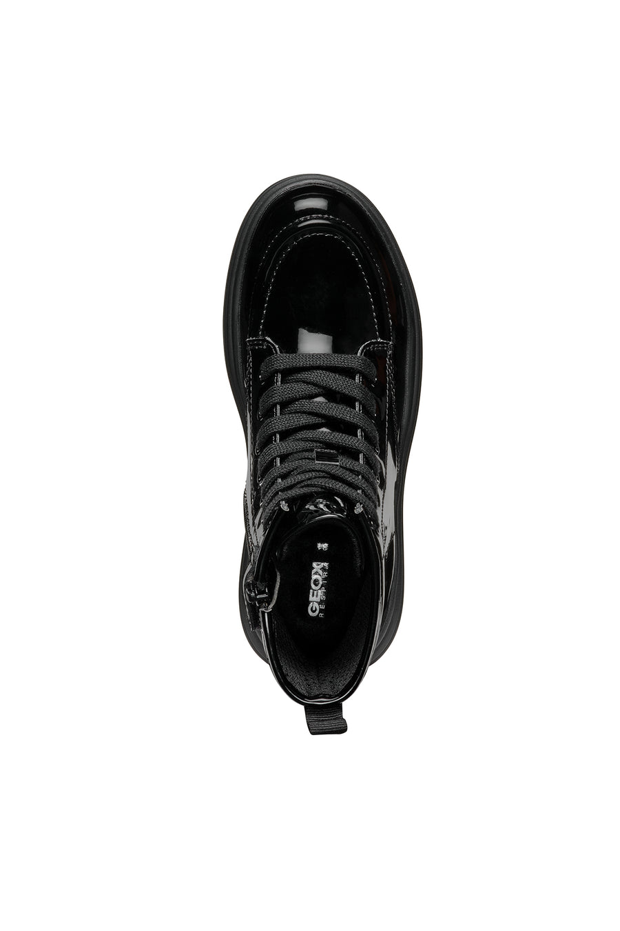Geox Girls Black Phaolae Lace-Up Zipper Detailed Leather Combat Boots