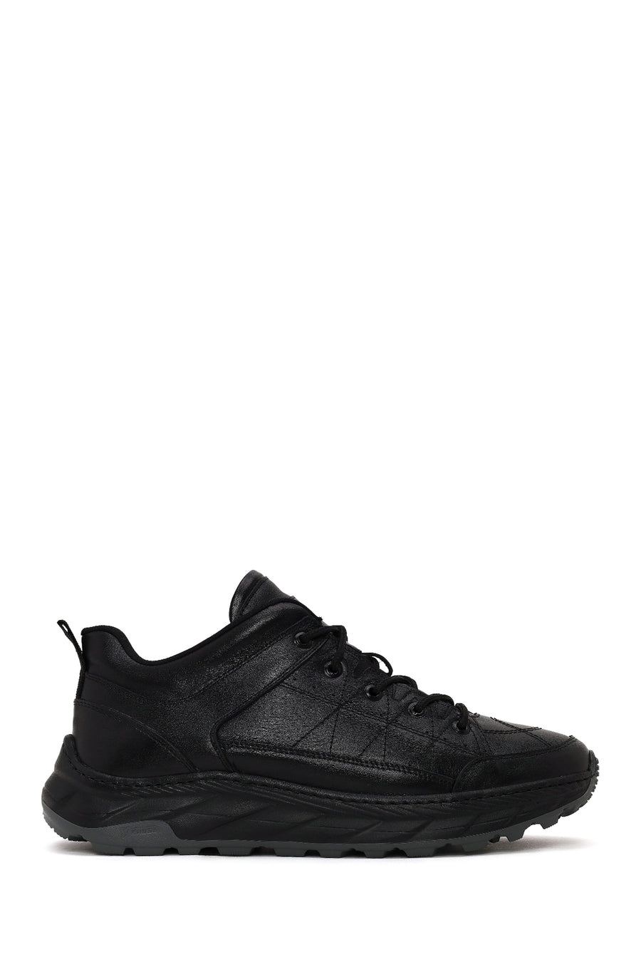 Erkek Siyah Bağcıklı Kalın Tabanlı Deri Sneaker WM830002DV | Derimod