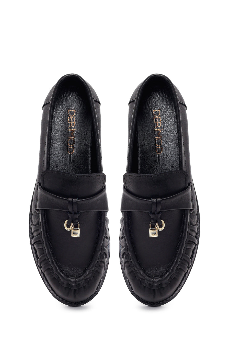 Woman Black Leather Masculine Loafers