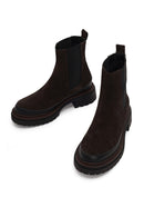 Woman Anthracite Thick-Soled Suede Chelsea Boots | Derimod